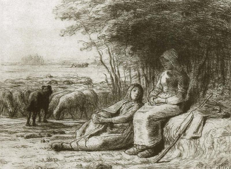 Jean Francois Millet Two shepherden oil painting image
